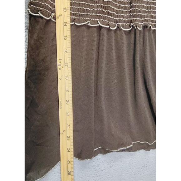 Max Studio Shirt Womens Size Small Vintage Brown USA Halter Top Babydoll Blouse - Picture 4 of 6